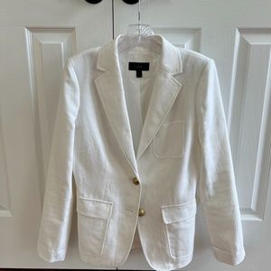 J CREW White Linen Blazer, Size 6